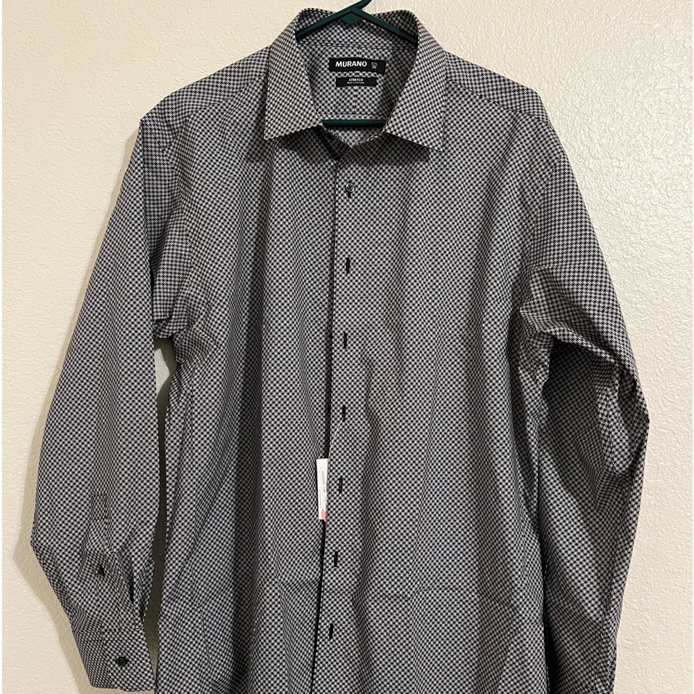17.5 35 Murano Dress Shirt Black and White, NWT